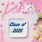 Class of 2026 blue tyoography graduation  ペーパープレート (パーティー)