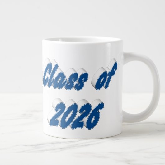 Class of 2026 blue typography graduation ジャンボコーヒーマグカップ (右)