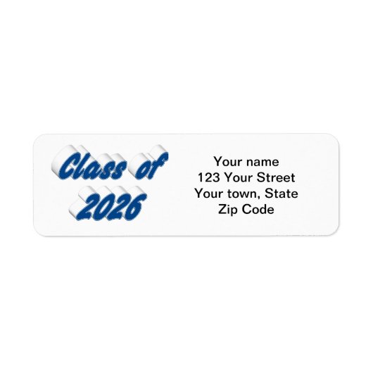 Class of 2026 blue typography graduation ラベル (正面)