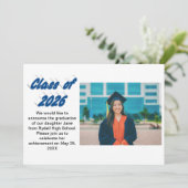 Class of 2026 blue typography graduation photo 招待状 (スタンド正面)