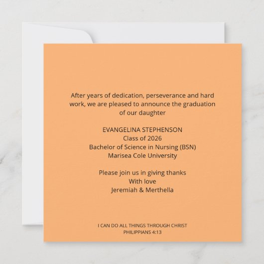 Class of 2026 BSN Nursing Graduate Announcement (裏面)