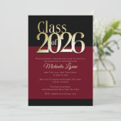 Class of 2026 Burgundy and Gold Grad Invitation 招待状 (スタンド正面)