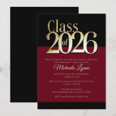 Class of 2026 Burgundy and Gold Grad Invitation 招待状 (正面/裏面)