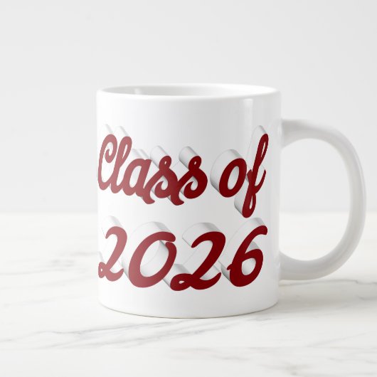 Class of 2026 burgundy script graduation ジャンボコーヒーマグカップ (右)