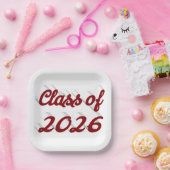 Class of 2026 burgundy script  graduation  ペーパープレート (パーティー)