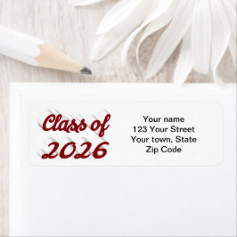Class of 2026 burgundy script graduation ラベル