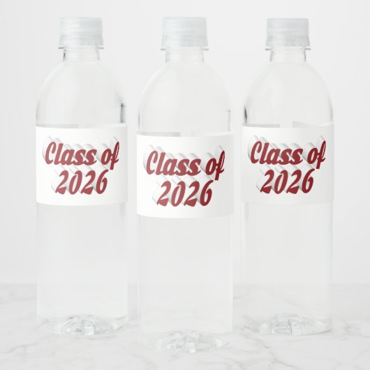 Class of 2026 burgundy text graduation ペットボトルラベル (ボトル)