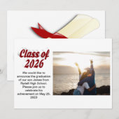 Class of 2026 burgundy text  graduation photo  招待状 (正面/裏面)