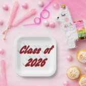 Class of 2026 burgundy tyoography graduation  ペーパープレート (パーティー)