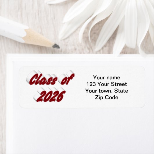 Class of 2026 burgundy typography graduation ラベル (インサイチュ)