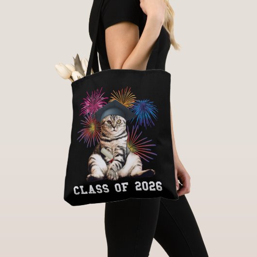 Class Of 2026 Cat Lover トートバッグ (クローズアップ)