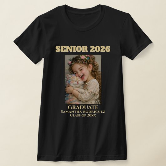 Class of 2026 Custom Photo Graduation T-Shirt Gift Tシャツ (レイダウン)