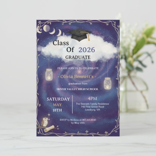 Class of 2026 Die Cut Graduation Invitation Custom 招待状 (スタンド正面)