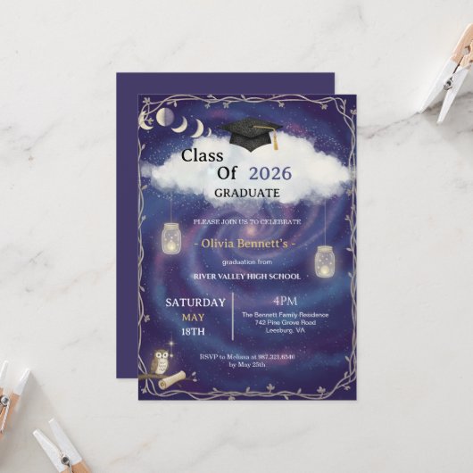 Class of 2026 Die Cut Graduation Invitation Custom 招待状 (正面/裏面インサイチュ)
