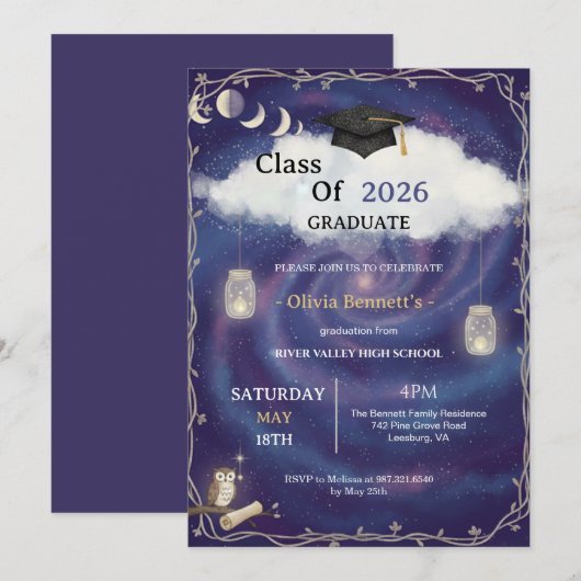 Class of 2026 Die Cut Graduation Invitation Custom 招待状 (正面/裏面)