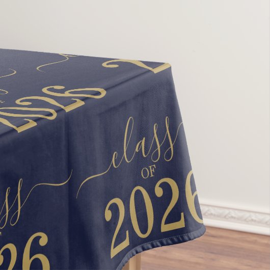 Class of 2026 Elegant Blue Gold Script  テーブルクロス (インサイチュ)