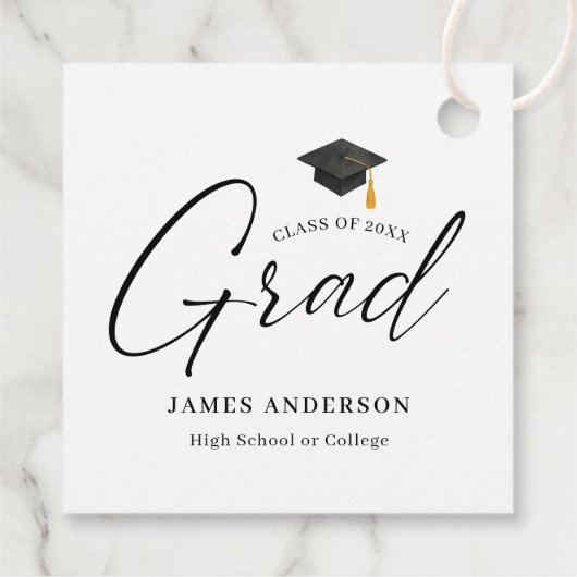 Class of 2026 Elegant Script Graduate フェイバータグ (裏面)