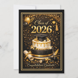 Class of 2026 Gold and Black Graduation Card シーズンカード