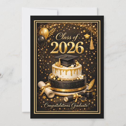 Class of 2026 Gold and Black Graduation Card シーズンカード (正面)
