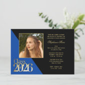 Class of 2026 Gold Grad Blue with Photo 招待状 (スタンド正面)