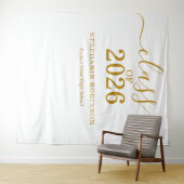 Class of 2026 Gold Script Graduation Backdrop Prop タペストリー (インサイチュ(横))