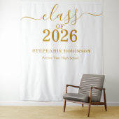 Class of 2026 Gold Script Graduation Backdrop Prop タペストリー (インサイチュ)