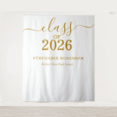 Class of 2026 Gold Script Graduation Backdrop Prop タペストリー (正面)
