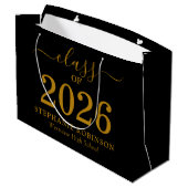 Class of 2026 Gold Script On Black Graduation  ラージペーパーバッグ (裏面アングル)