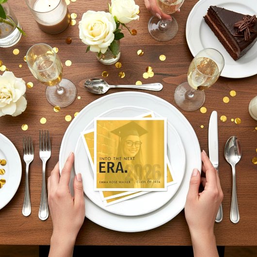 Class of 2026 Golden Photo スタンダードカクテルナプキン