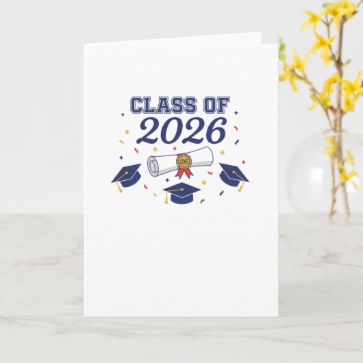 Class of 2026 Grad Caps and Diploma Card Blank カード (黄色い花)