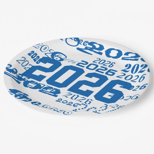 Class Of 2026 Grad Pattern Graduation Year ペーパープレート (アングル)
