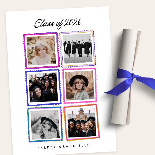 Class of 2026 Graduate 6 Photo Collage High School 案内状