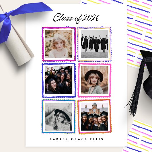Class of 2026 Graduate 6 Photo Collage High School 案内状
