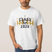 Class Of 2026 Graduate Cool Lightning Rocker White Tシャツ (正面)