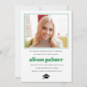 Class of 2026 GRADUATE minimalist green photo 案内状 (裏面)