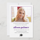 Class of 2026 GRADUATE minimalist purple photo 案内状 (裏面)