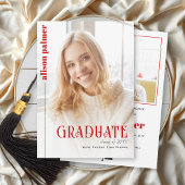 Class of 2026 GRADUATE minimalist red photo 案内状