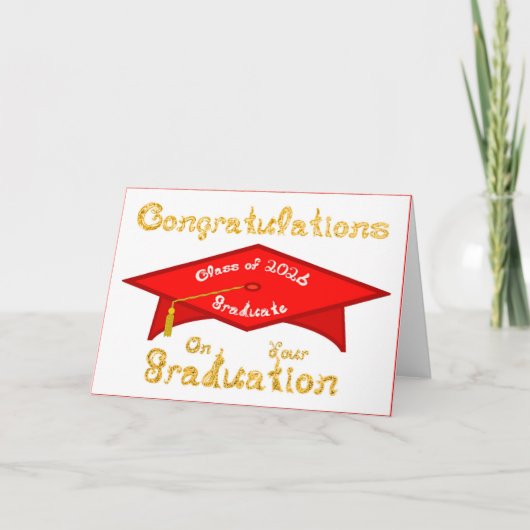 Class of 2026 Graduate Red White Gold カード (正面)