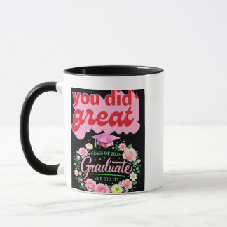 Class of 2026 Graduate She Did It Pink Floral Grad マグカップ