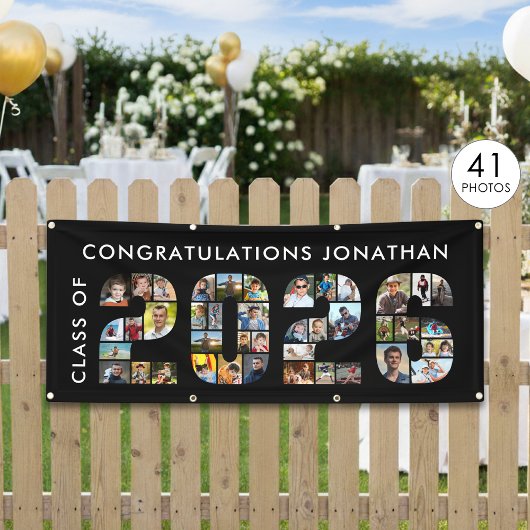 Class of 2026 Graduation 41 Photo Collage Black 横断幕