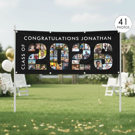 Class of 2026 Graduation 41 Photo Collage Black 横断幕