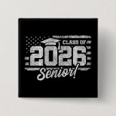Class of 2026 Graduation American Flag Senior 2026 缶バッジ (正面)