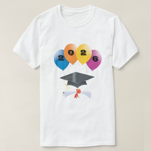 Class of 2026 Graduation Balloons Graduate Diploma Tシャツ (デザイン正面)