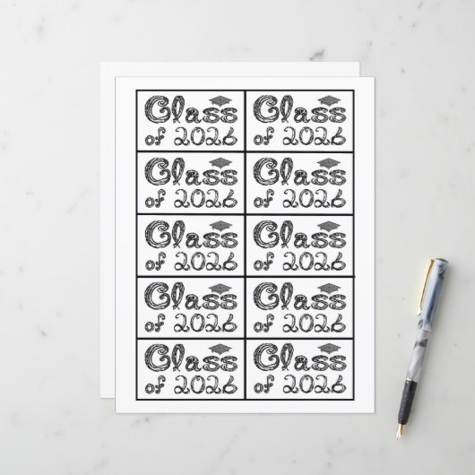 Class of 2026 Graduation Black Tag Captions Paper (正面/裏面インサイチュ)