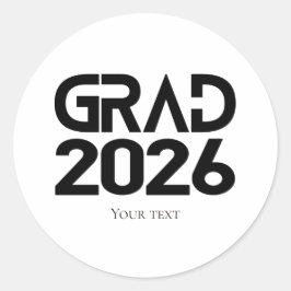 Class of 2026 Graduation Black White Minimalist ラウンドシール