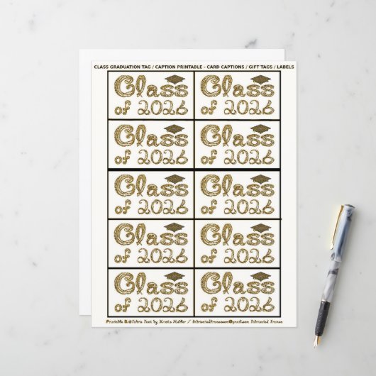 Class of 2026 Graduation Brown Tag Captions Paper (正面/裏面インサイチュ)