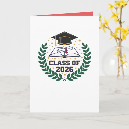 Class of 2026 Graduation Cap Folded Blank Card カード (黄色い花)
