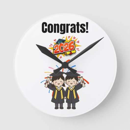 Class of 2026 Graduation Celebration ラウンド壁時計 (正面)