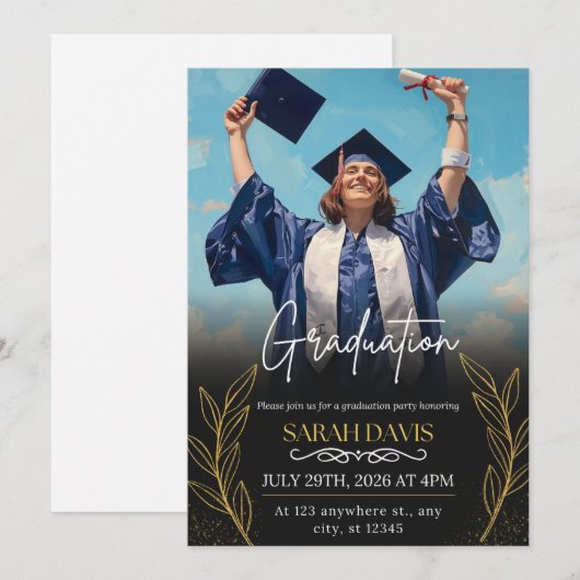 Class of 2026 Graduation Celebration Modern 招待状 (正面/裏面)