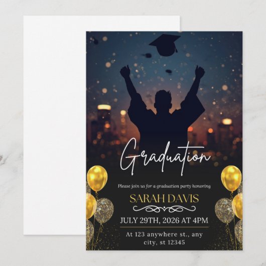 Class of 2026 Graduation Celebration Modern 案内状 (正面/裏面)